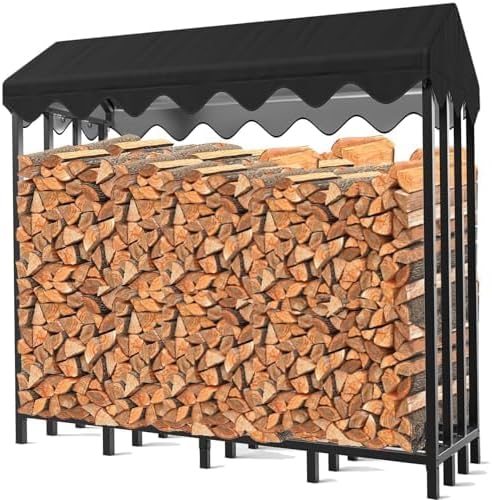jardinito® Range-bûches d'Extérieur avec Housse de Protection Intégrée, 185 x 70 x 185 cm, Capacité 2,4 m³