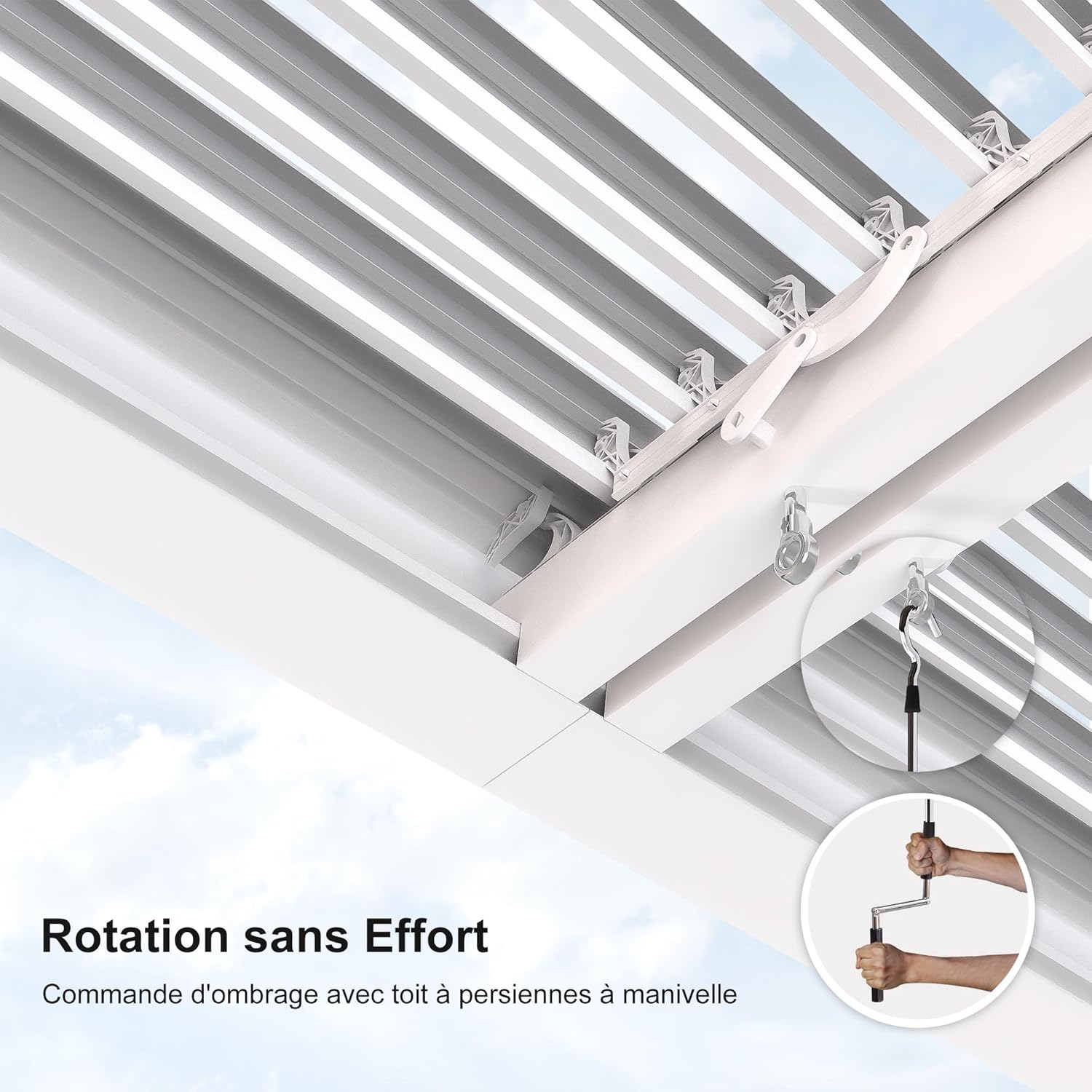 jardinito - Pergola Bioclimatique, 4,8x3,68m, aluminium, lames orientables