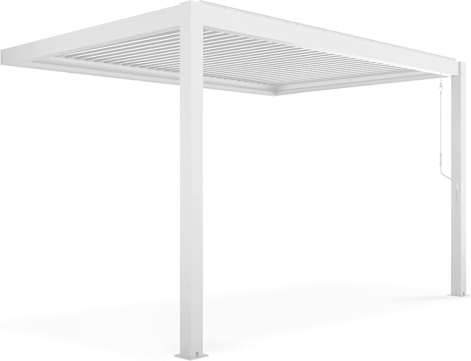 jardinito - Pergola bioclimatique adossée - 3x4 m - aluminium blanc