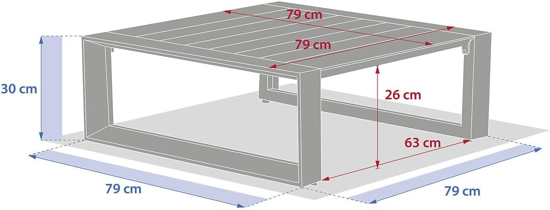 jardinito - Allure table basse jardin 79x79x30 cm - aluminium époxy