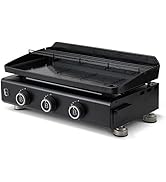 jardinito - Plancha Silvia Evo 3 Feux Plaque Acier de 67 x 34 cm - 3 brûleurs - Grille de réchauffe...