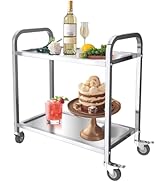 jardinito Chariot de Service INOX Service desserte de Cuisine à roulettes avec roulettes, 2 étagère...