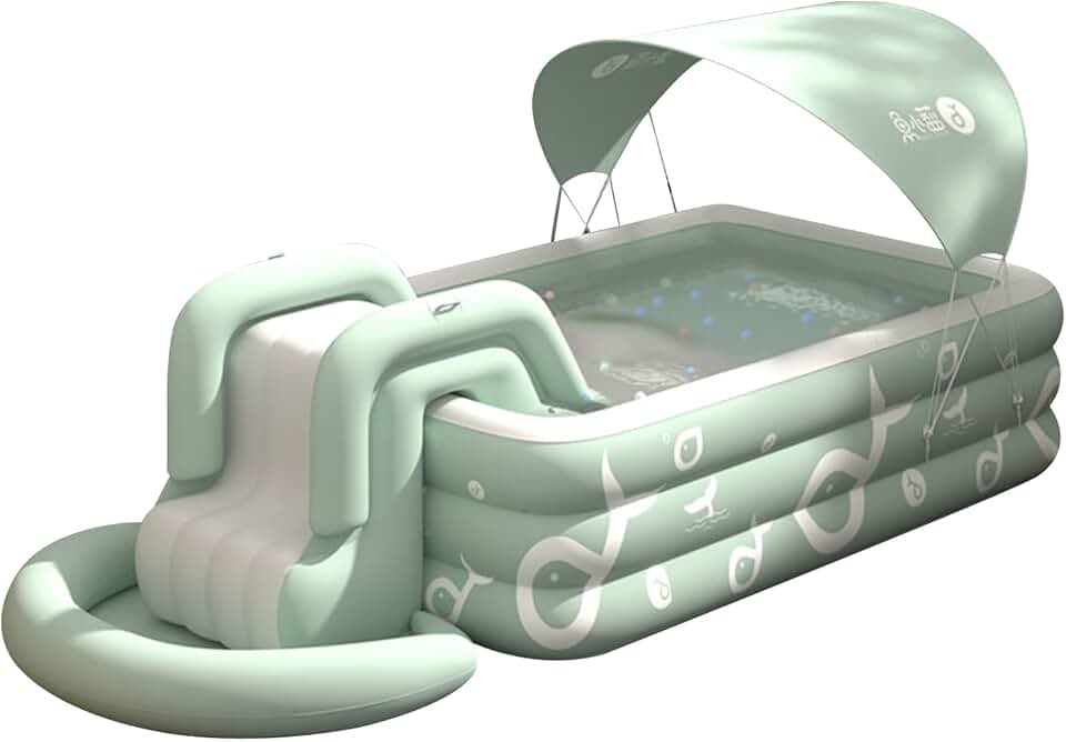 jardinito Piscine d'Été Ombragée Gonflable avec Toboggan Intégré - Piscine Extérieure pour Enfants et Adultes