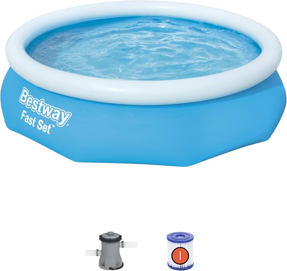 jardinito 57270 Piscine Hors Sol Fast Set Ronde Diamètreètre 305 X 76 cm, Filtre à Cartouche