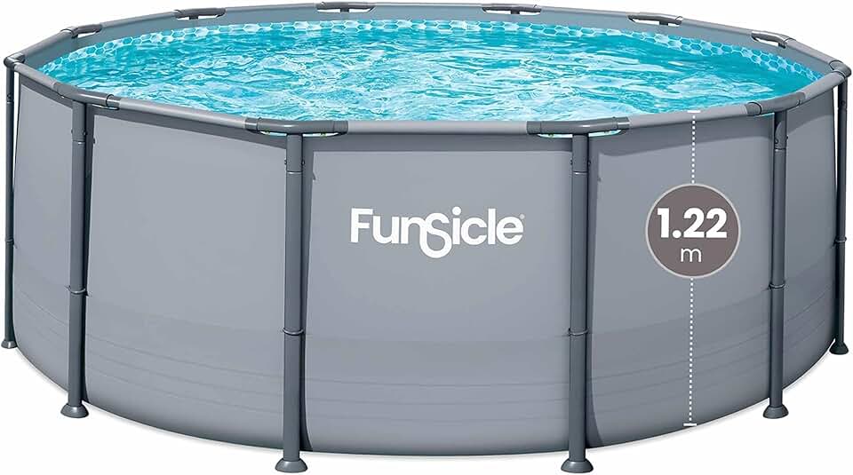 jardinito Piscine Tubulaire Ronde Grise Ø3,66m x h1,22m