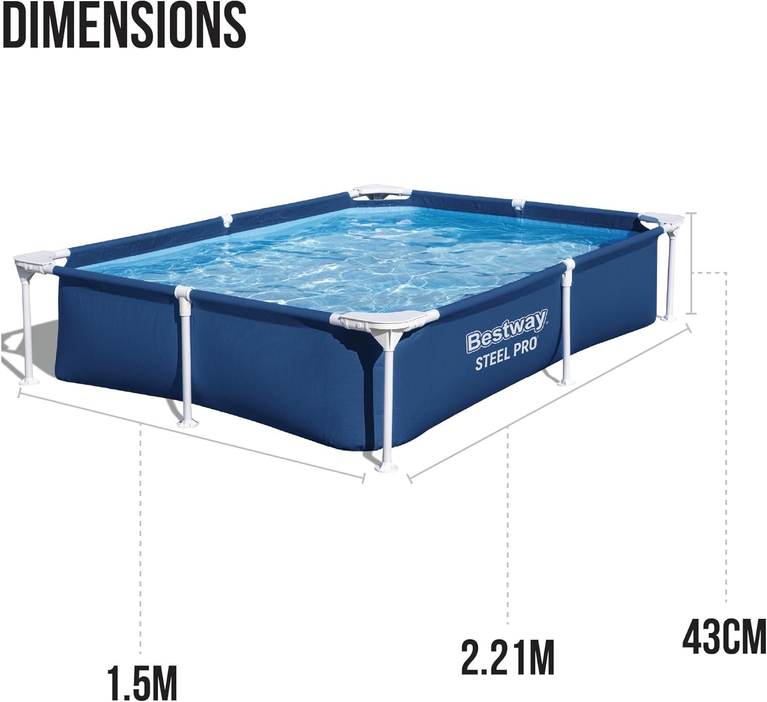 Piscine - modèle classique - 2,21m x 1,50m x 43cm - grande capacité 7'3