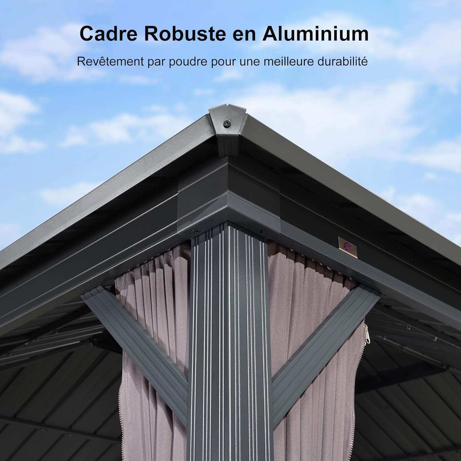 jardinito - Tonnelle double toit rigide, 6 x 3,65 m, moustiquaire, aluminium, gris