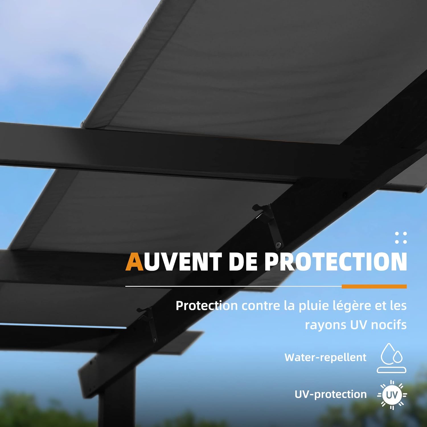 jardinito – pergola aluminium – 4x3m – toit rétractable, éclairage intégré