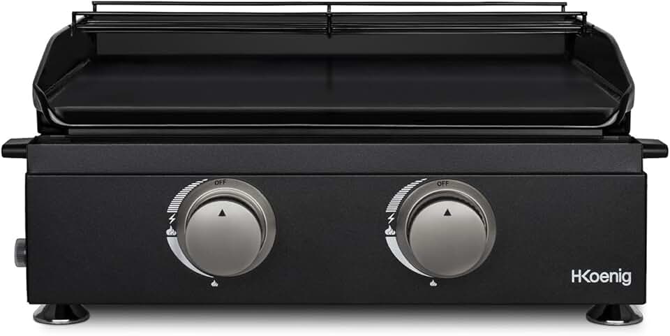 jardinito - plancha gaz 2 brûleurs - acier inox, fonte, jusqu'à 350°C - PLX1022