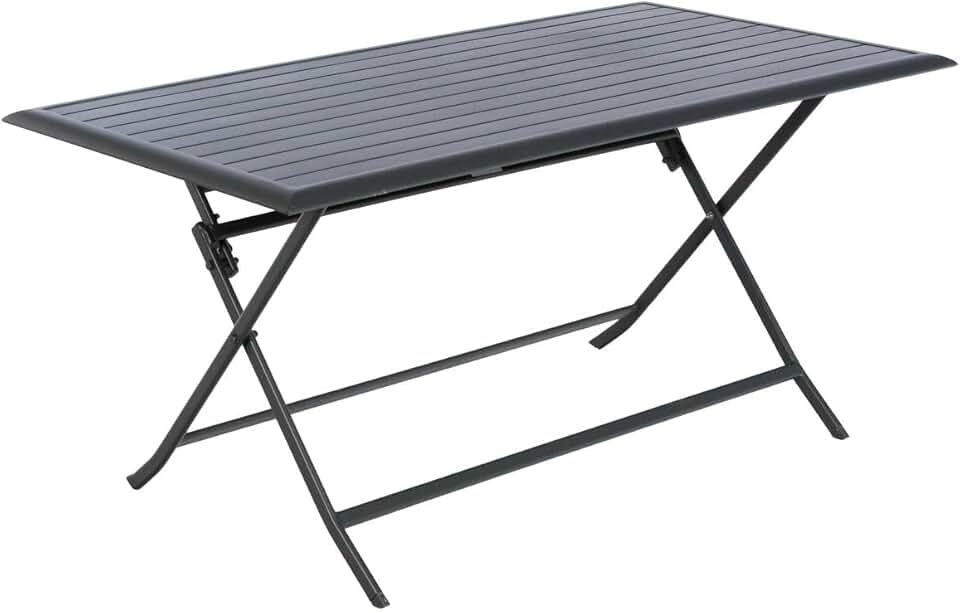 jardinito - Azua table de jardin pliante 6 places, aluminium gris