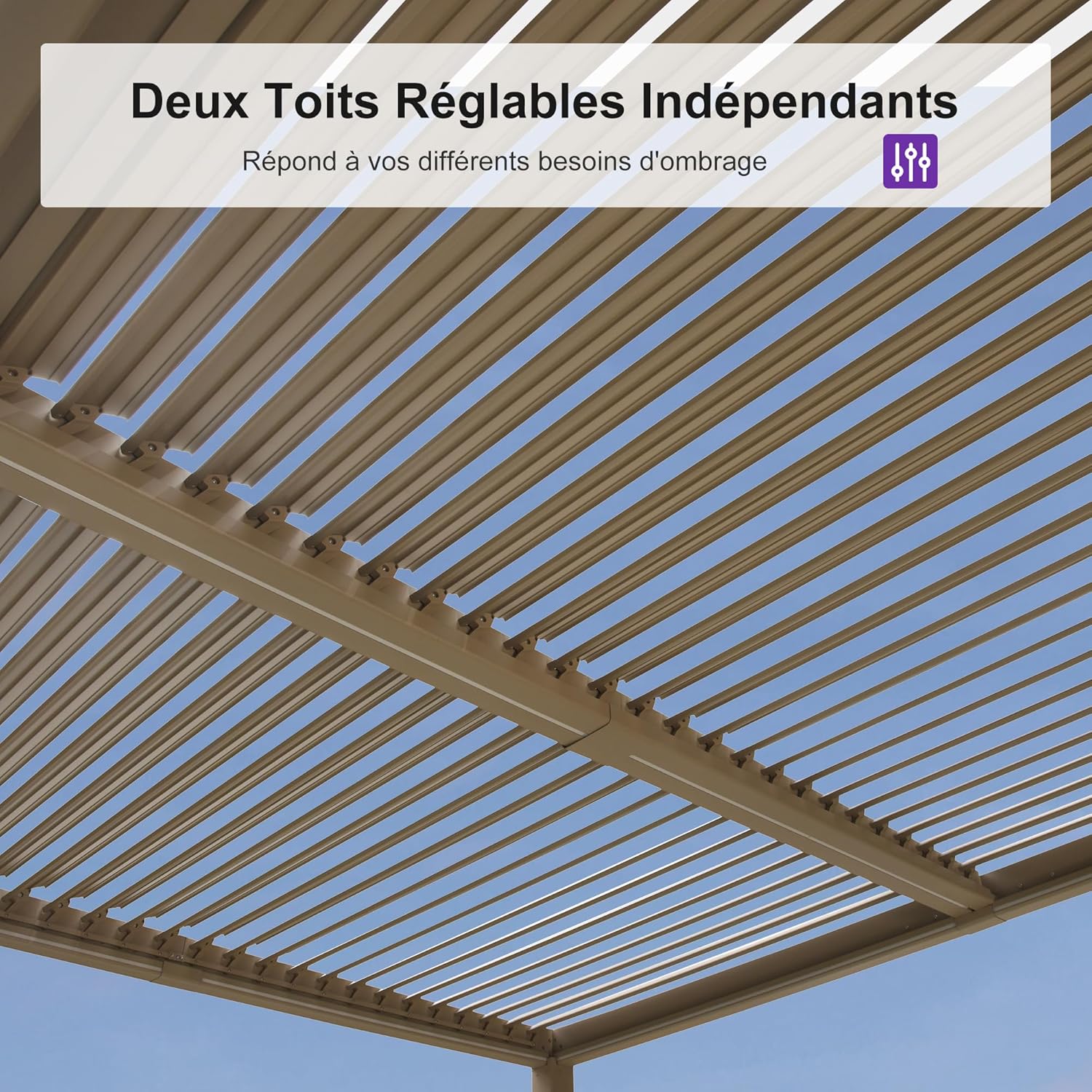 jardinito - pergola bioclimatique LED - 3x4,25m - aluminium, lames orientables, anti-UV, sans entretien