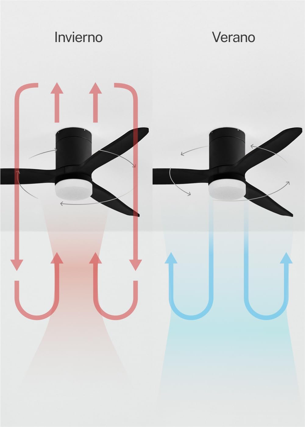 CREATE / WINDCALM S/Ventilateur de plafond ABS avec lumière noir avec Wifi et télécommande / 40W, Silencieux, Ø112 cm, 6 vitesses, 3 températures de lumière, minuterie, fonction été-hiver