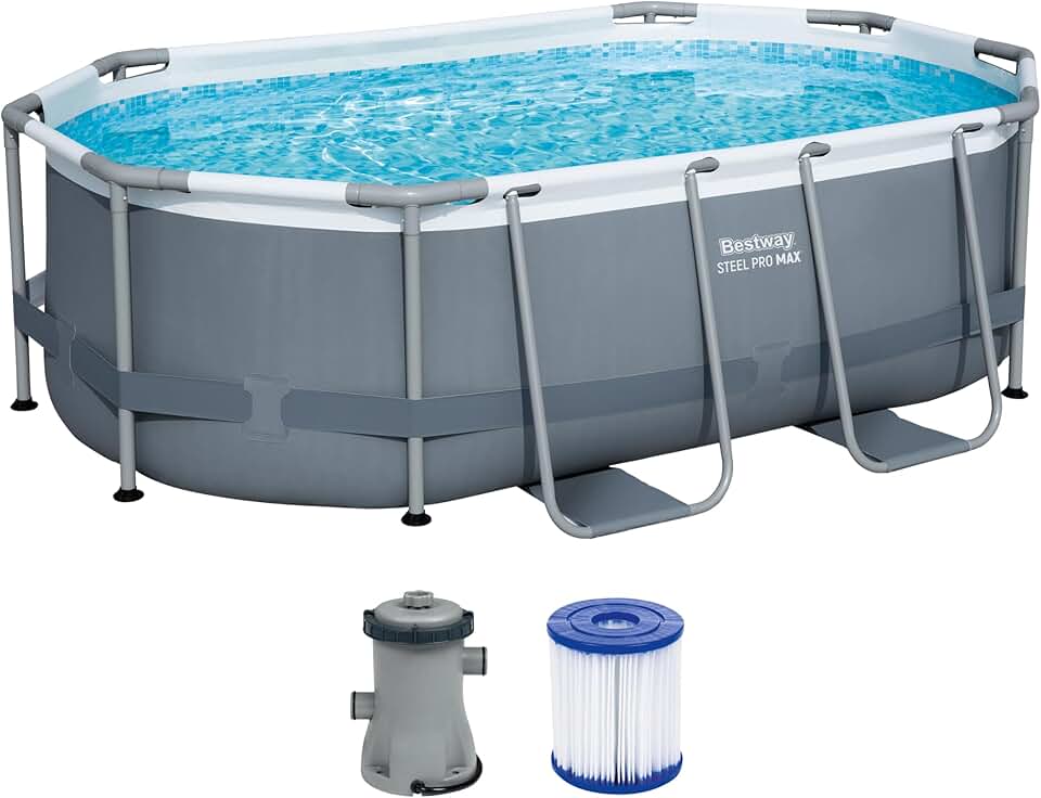 jardinito - Steel Pro Max piscine hors sol, 305x200x84cm, gris