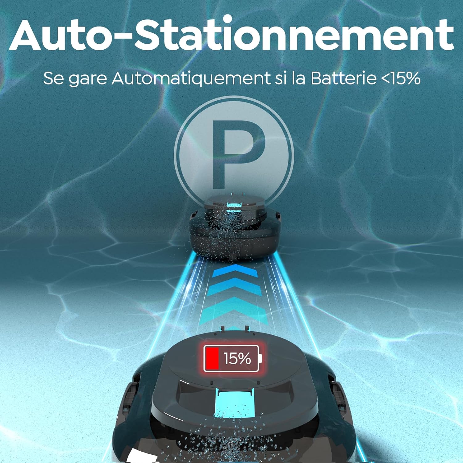 Pleco - S1 Série - compact - robot piscine sans fil, 80 min autonomie
