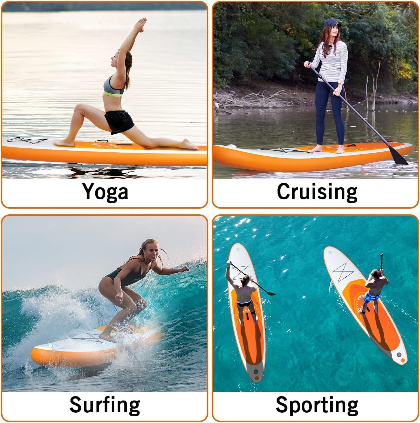jardinito - Paddle Gonflable Adulte - 320/335cm - 2 personnes, siège kayak, pagaie alu, support caméra, pompe, 150kg
