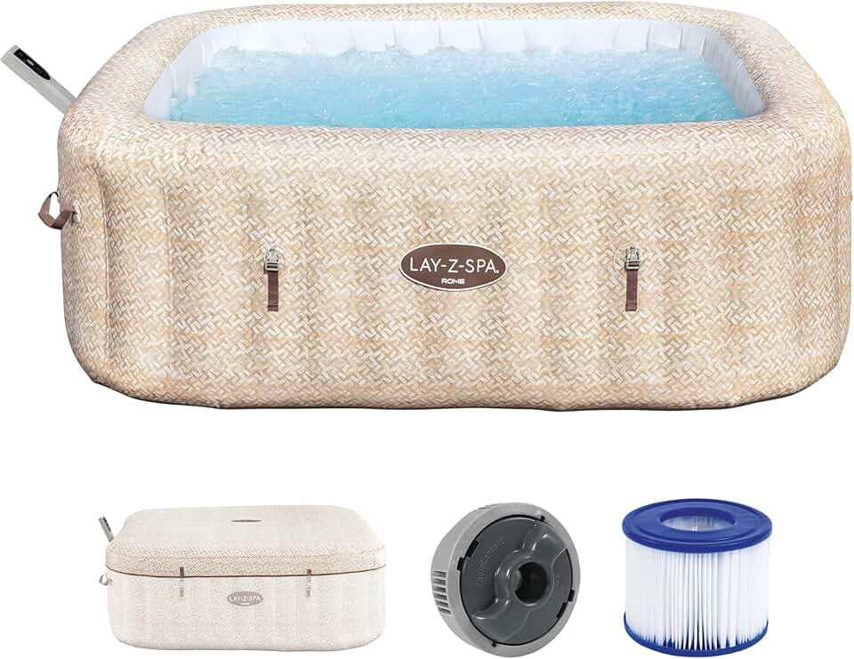 jardinito - Rome MaxHold EnergySense UltraFit - 2.01x2.01x0.71m - spa carré 7 places Sable Marbre Smart AirJet - 79