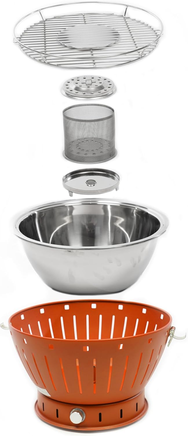 jardinito - Barbecue portable sans fumée - 35cm diamètre - charbon de bois