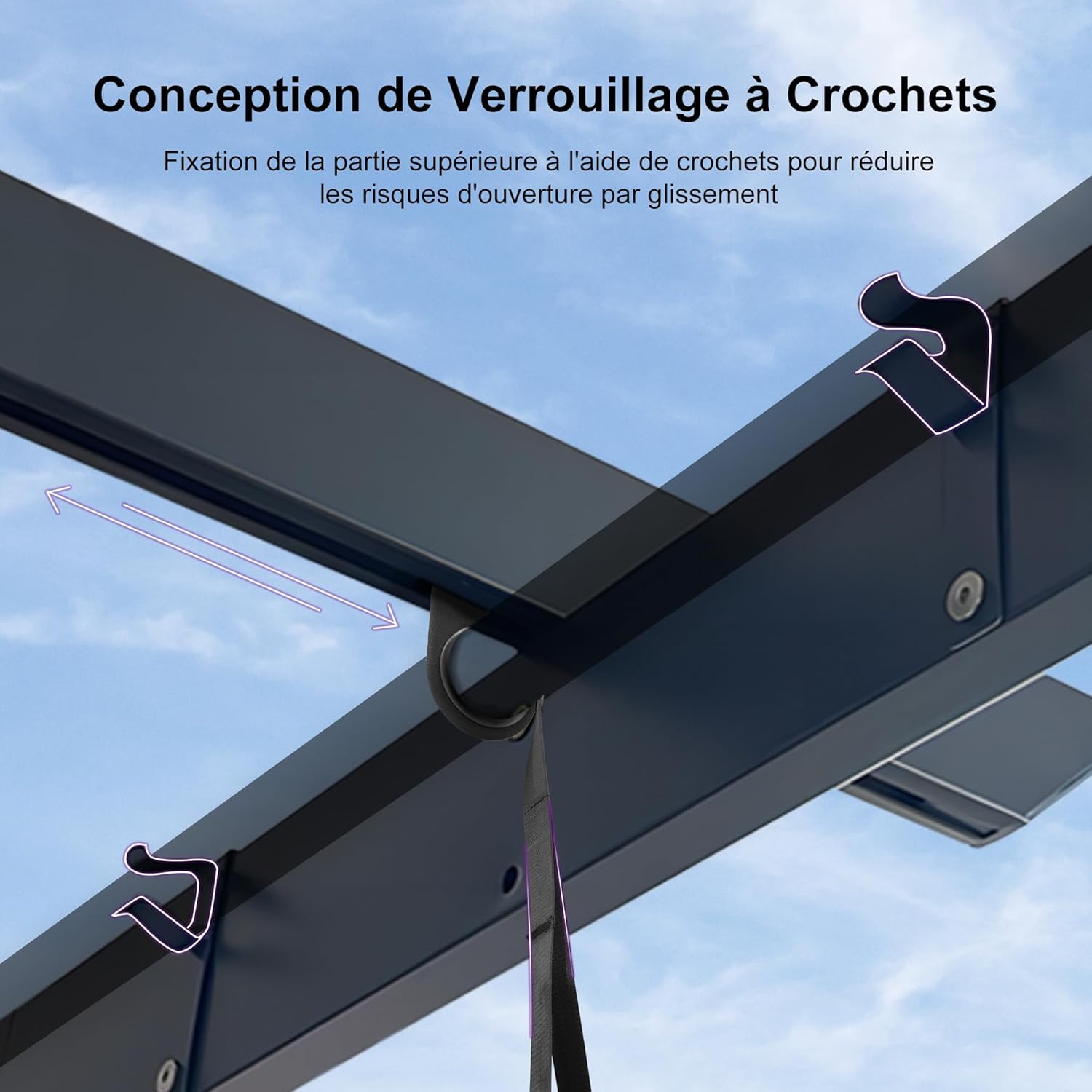 jardinito - Pergola aluminium série - 4x3m - toit rétractable, imperméable, gris