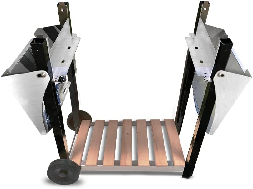 jardinito - Chariot plancha Aquitaine Pro - inox/bois, roulettes, dessertes latérales - 8477