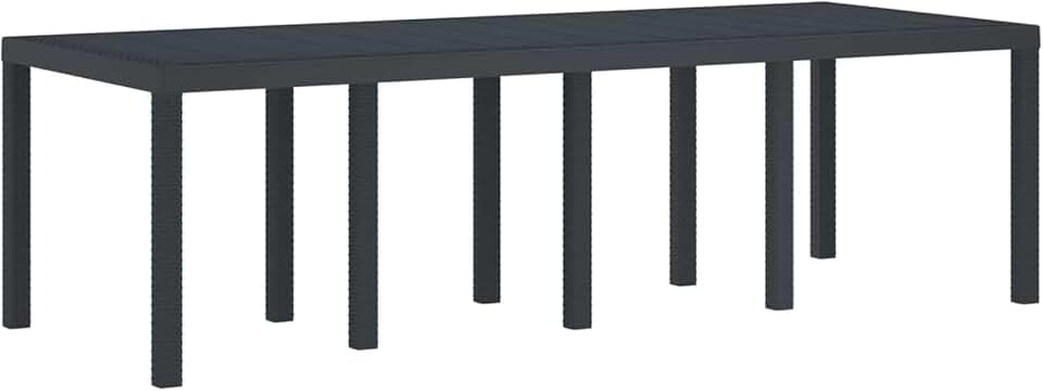 jardinito - Table de jardin rectangulaire - 250x100x73 cm - poly rotin durable anthracite