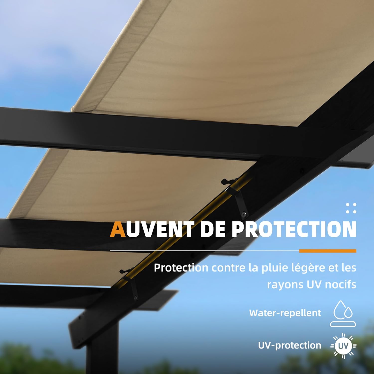 jardinito - Pergola aluminium 4x3m, toit rétractable, éclairage intégré