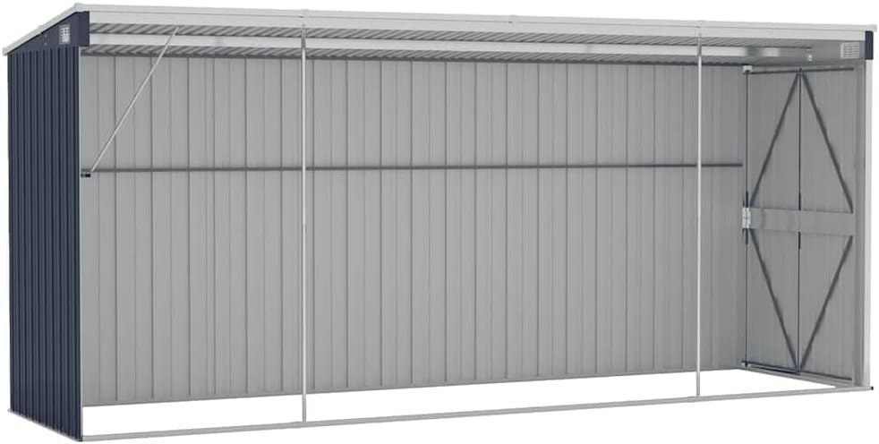 jardinito Abri de Jardin Mural Anthracite 118x382x178 cm Acier,Maison & Jardin, Pelouses & Jardins, Vie en extérieur, Structures extérieures, Cabanes & abris de Jardin, Anthracite (Poids 47.9KG)