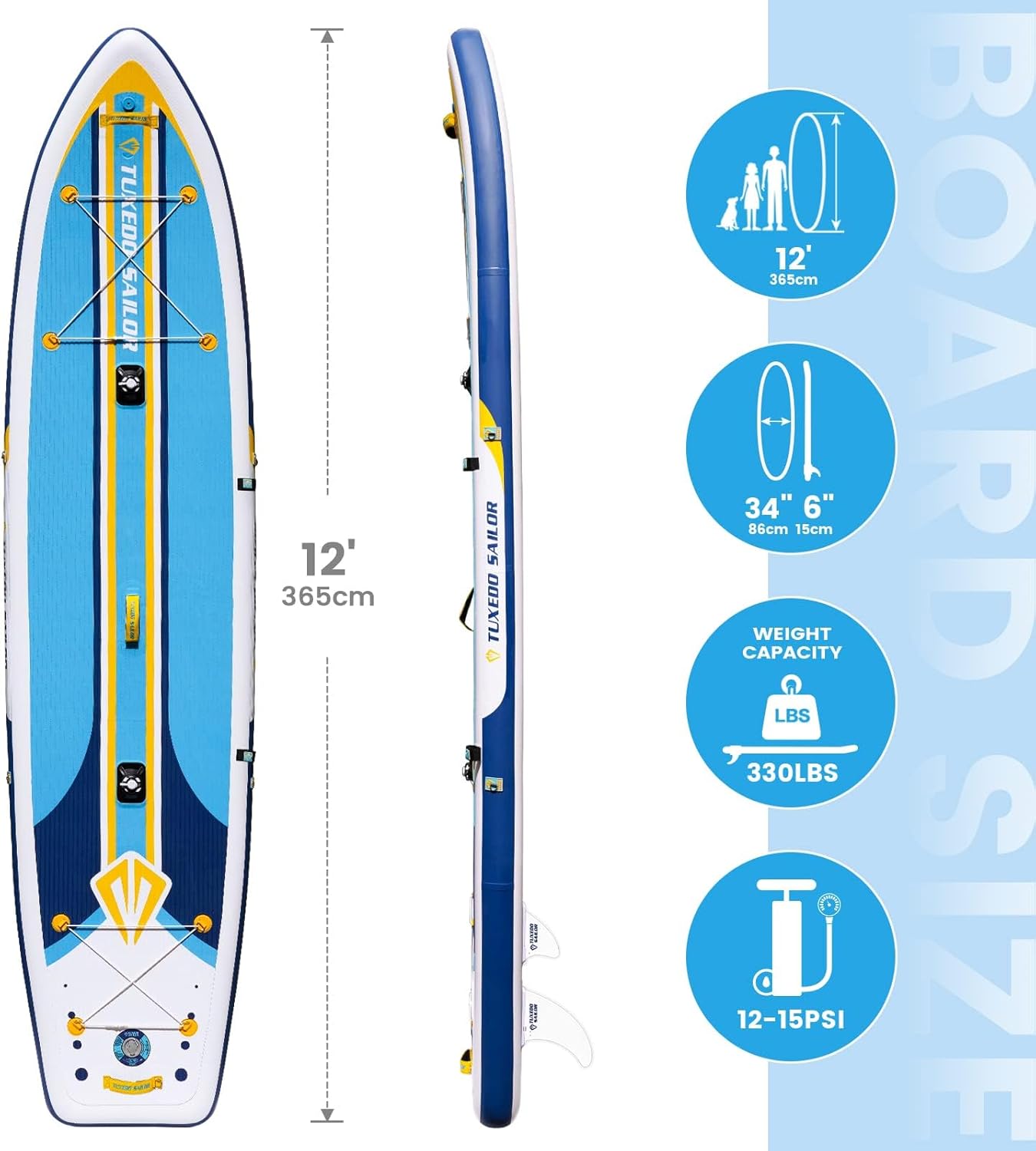jardinito - Paddle gonflable adulte - sup 320x80x15cm - planche stable, accessoires complets