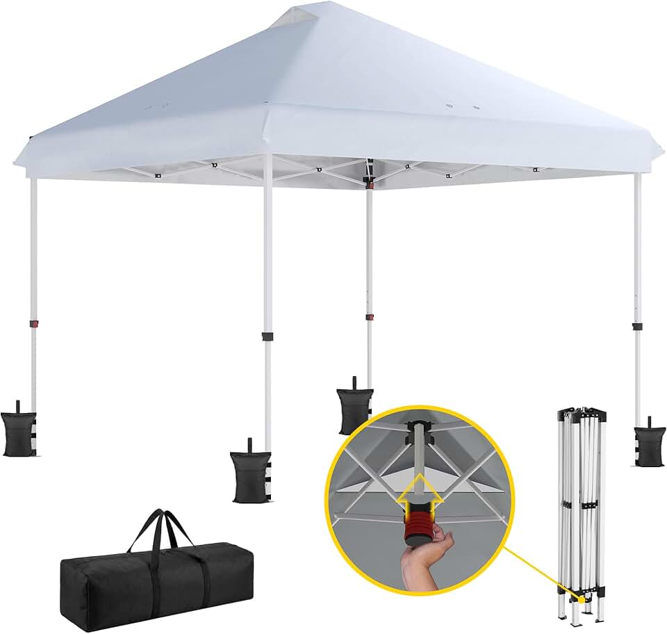 jardinito - Tonnelle Pliante Pop-up - 3x3m - UPF50+, Hauteur réglable, Blanc