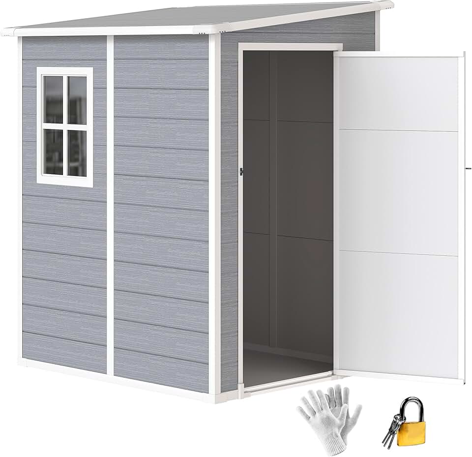 Abri de jardin 1.54m² - porte verrouillable, fenêtre, aération - 122x149x192/177cm