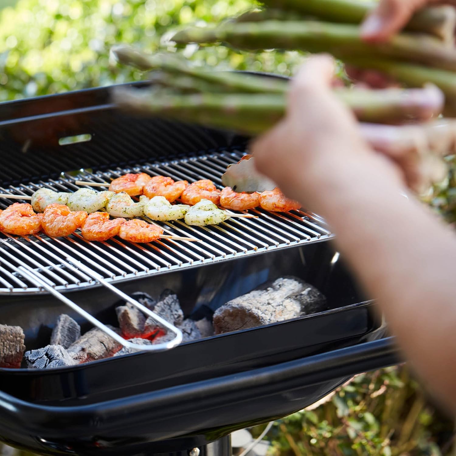Barbecue charbon - acier émaillé Ø56x34 cm - noir - cuisson polyvalente