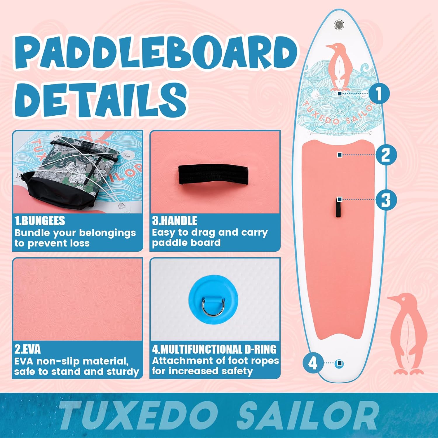 jardinito - SUP gonflable adulte 320cm - stable, kit complet