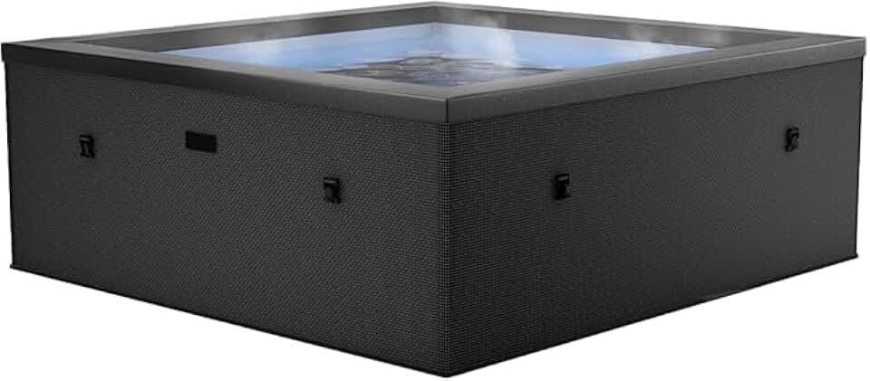 jardinito - Spa - Celestia - Semi-Rigide Carré 6 Places – Construction Portable en Mousse, Chauffage intégré et Couverture économe en énergie – Volume 1100l - Ø180xH70cm - Charcoal Black