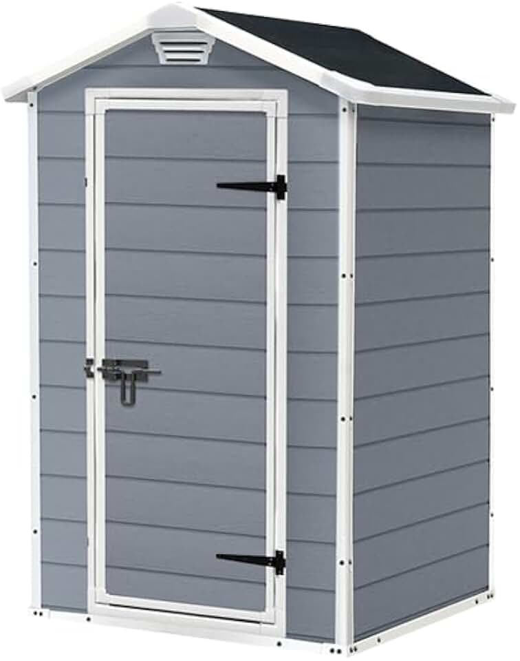 Abri Manor 43 - 1,1m² - Résine gris, porte simple