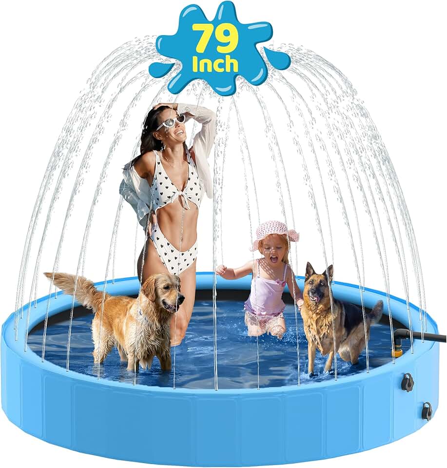 jardinito - Piscine Chien Série Sprinkler - 200cm PVC antidérapant jet d’eau
