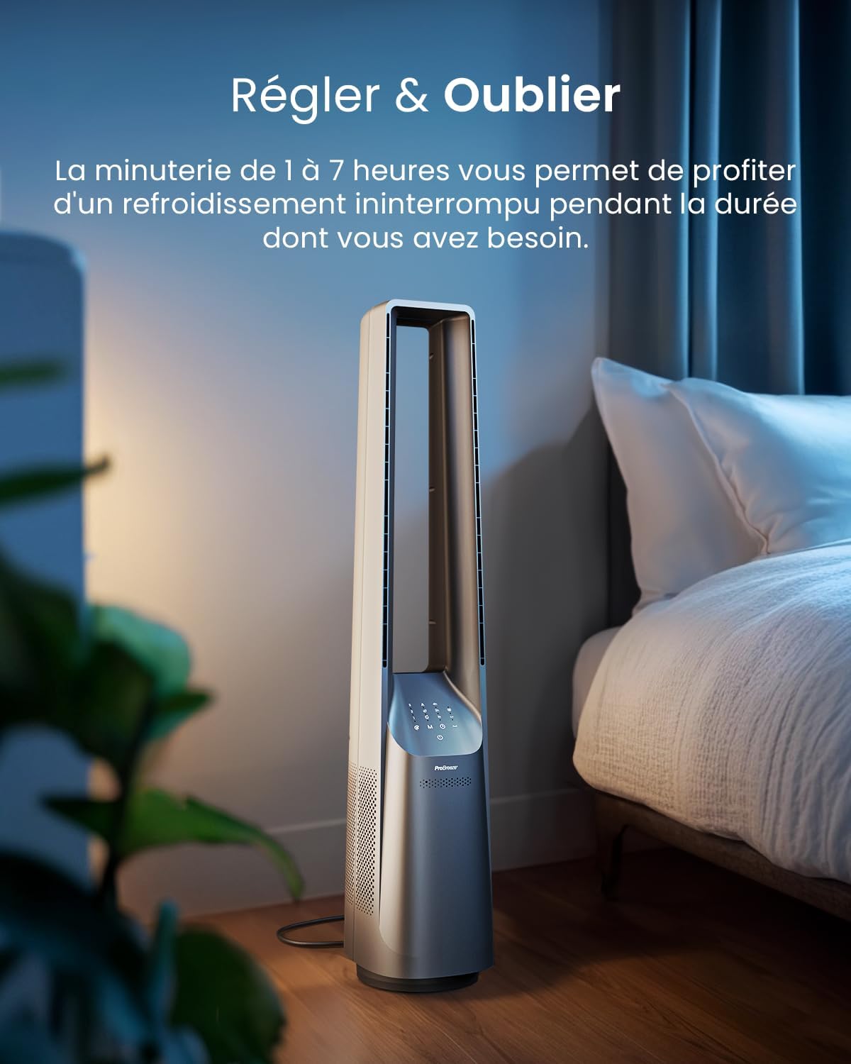 jardinito - Ventilateur tour 101 cm, 6 vitesses, oscillant, silencieux