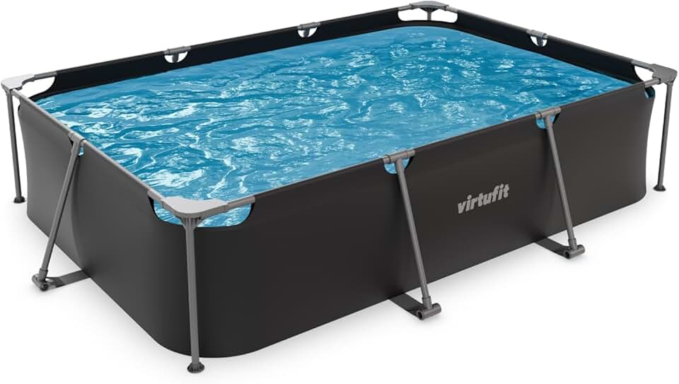 jardinito Piscine rectangulaire 300 x 210 x 66 cm anthracite – Compacte – Cadre stable – Idéale pour le jardin – Montage rapide