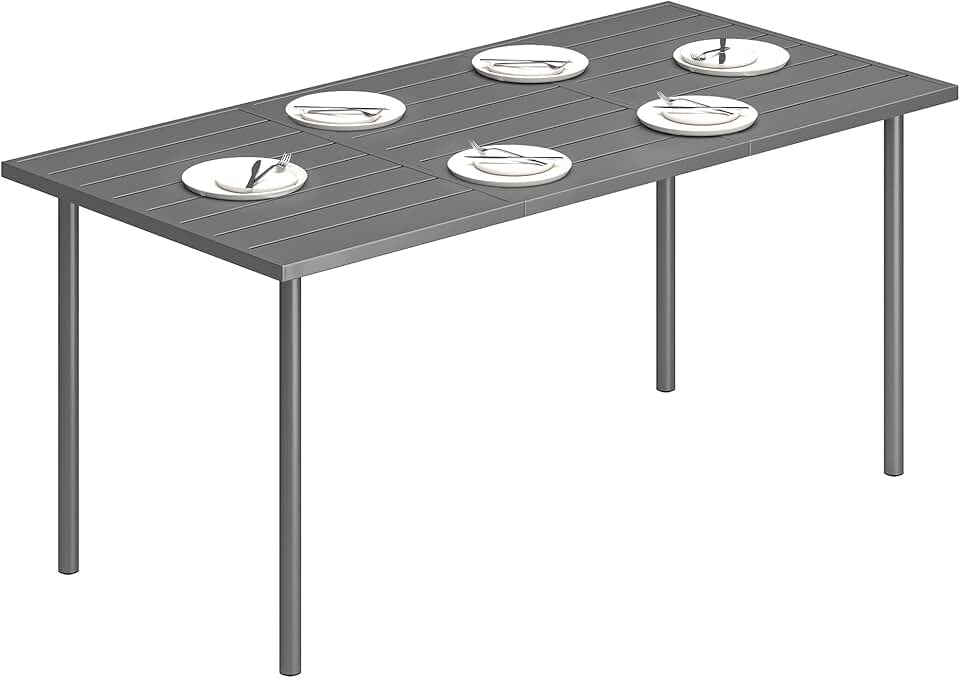 jardinito - Table jardin série 6 pers - 165x80 cm - métal lattes, extérieur