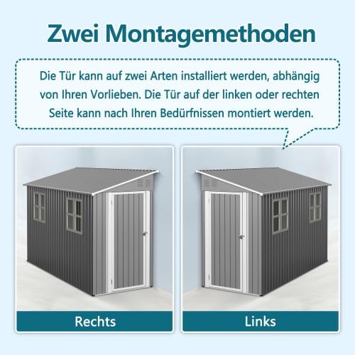Abri en métal de 4 x 10 pieds avec kit de sol, toit en appentis avec double porte et 2 fenêtres, abri stable pour jardin, terrasse, cour, environ 1,2 x 3 m, gris