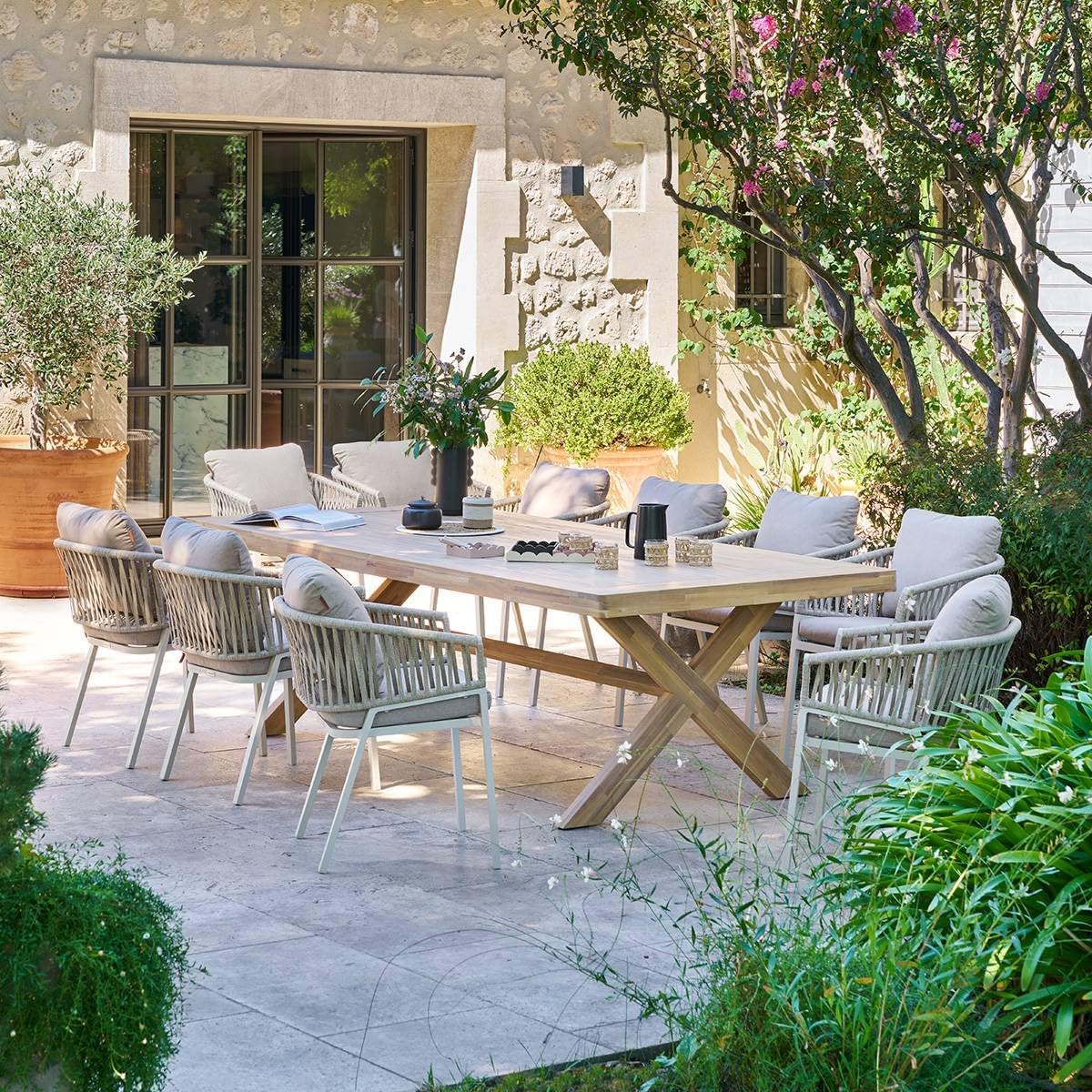 jardinito - Xenia table de jardin 10 places - eucalyptus - grande taille