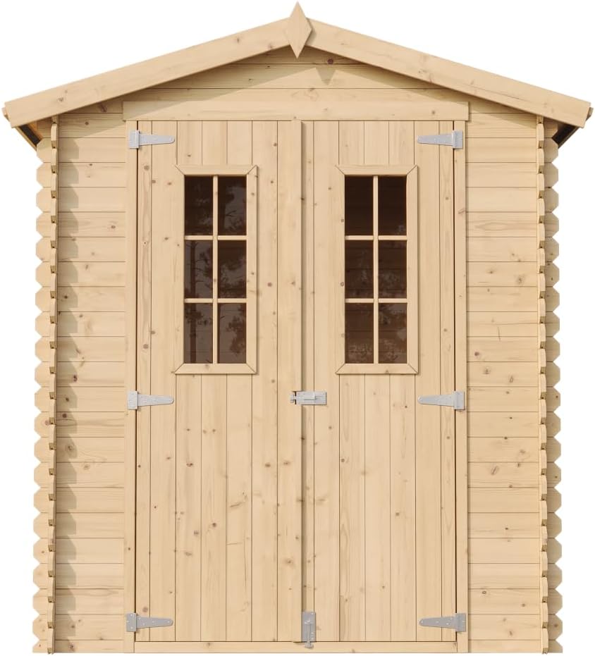 Abri de Jardin en Bois avec Sol TRAITÉ - Stockage extérieur I196xL136xH218 cm/ 1.98 m2 Petit abri à Outils, Local à vélos - jardinito M367C+M367G