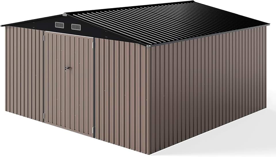 jardinito - abri de jardin métal 3,6x3,6m porte fenêtre toit incliné 364x364x198cm