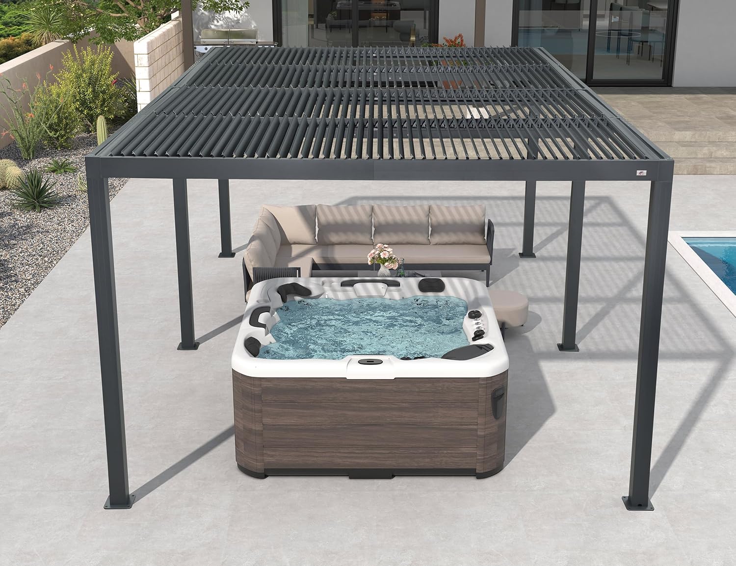 jardinito - Pergola bioclimatique - 6x3,68m - aluminium lames orientables