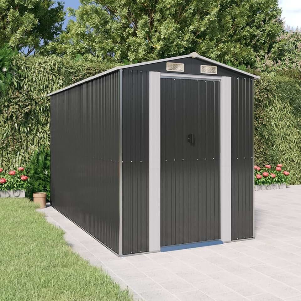 jardinito Abri de Jardin Anthracite 192x357x223 cm Acier galvanisé,Abris de Jardin,Abri de Stockage pour Jardin,Abri d'outils de Jardin