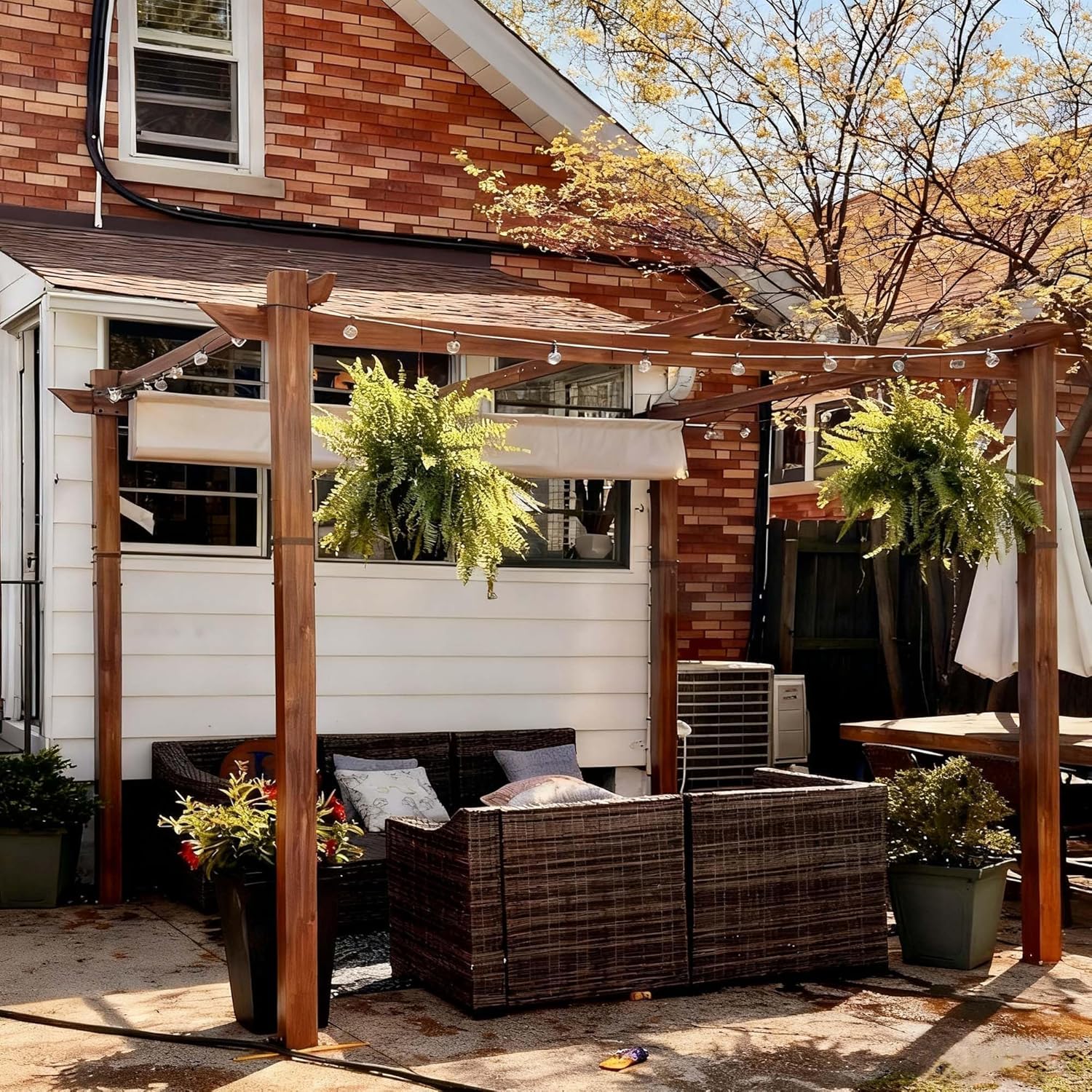 jardinito - Pergola 3x3m - aluminium, éclairage, toit rétractable