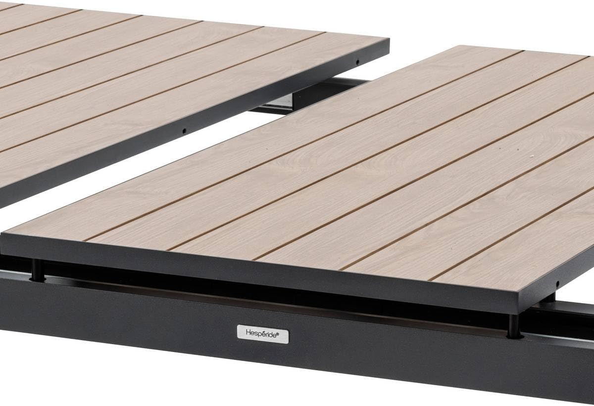 jardinito - Evasion - grande table extensible 14 places - aluminium effet bois, rallonge, extérieur