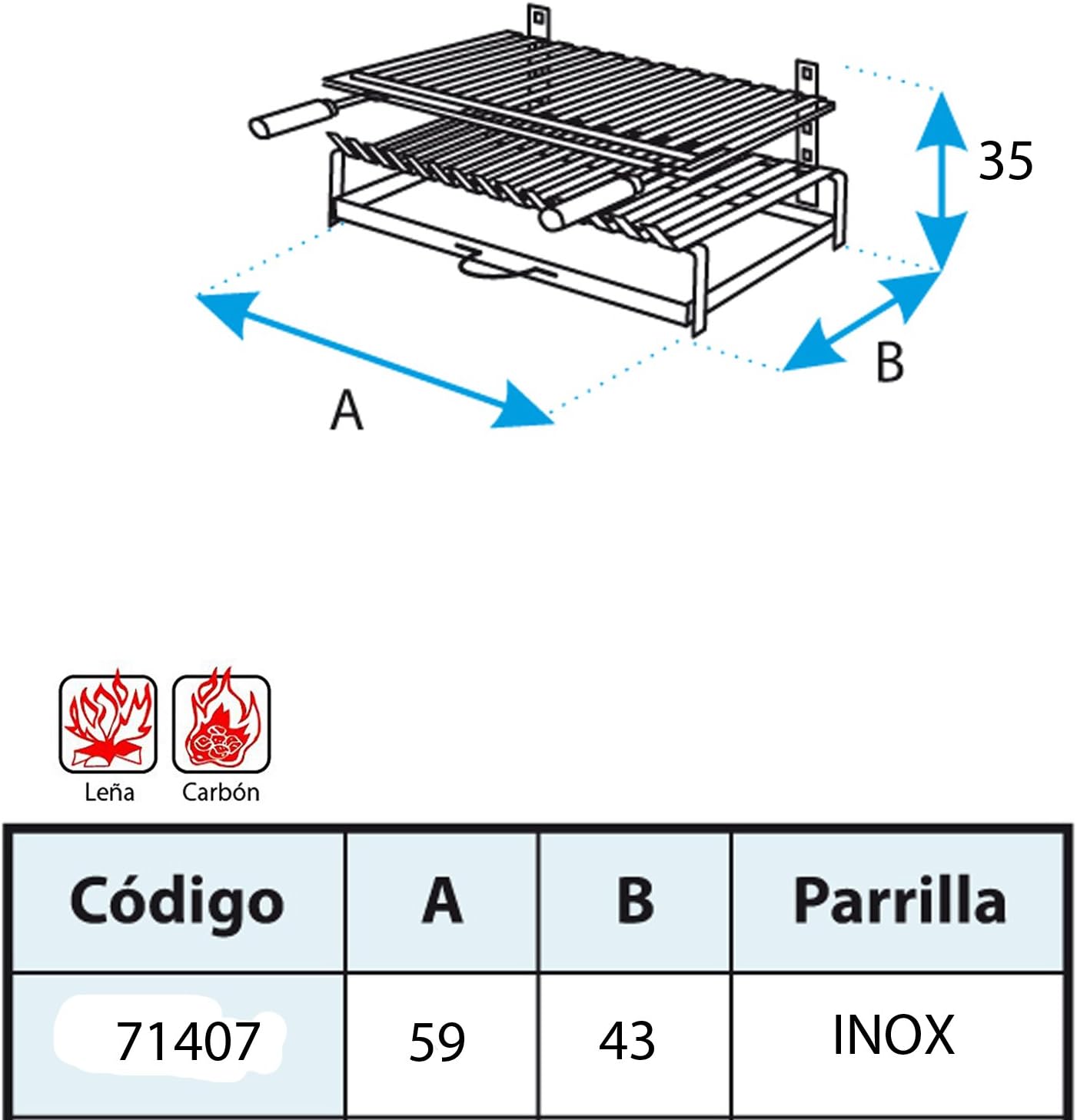 jardinito - Barbecue inox avec grille fer - 71406