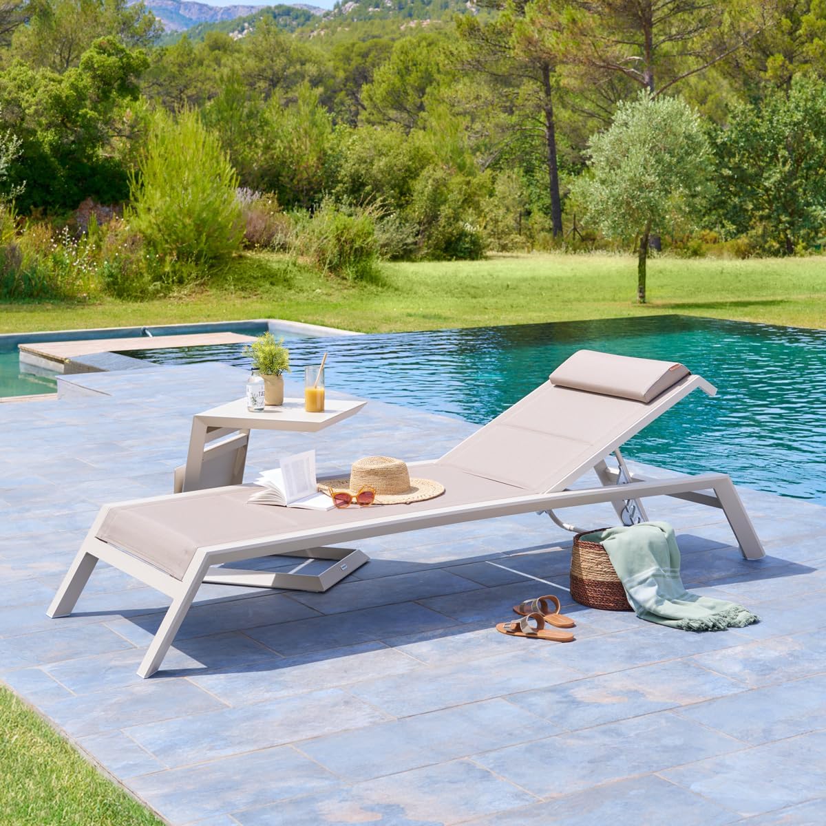 jardinito - Allure table de jardin carrée 55x45x55cm aluminium argile