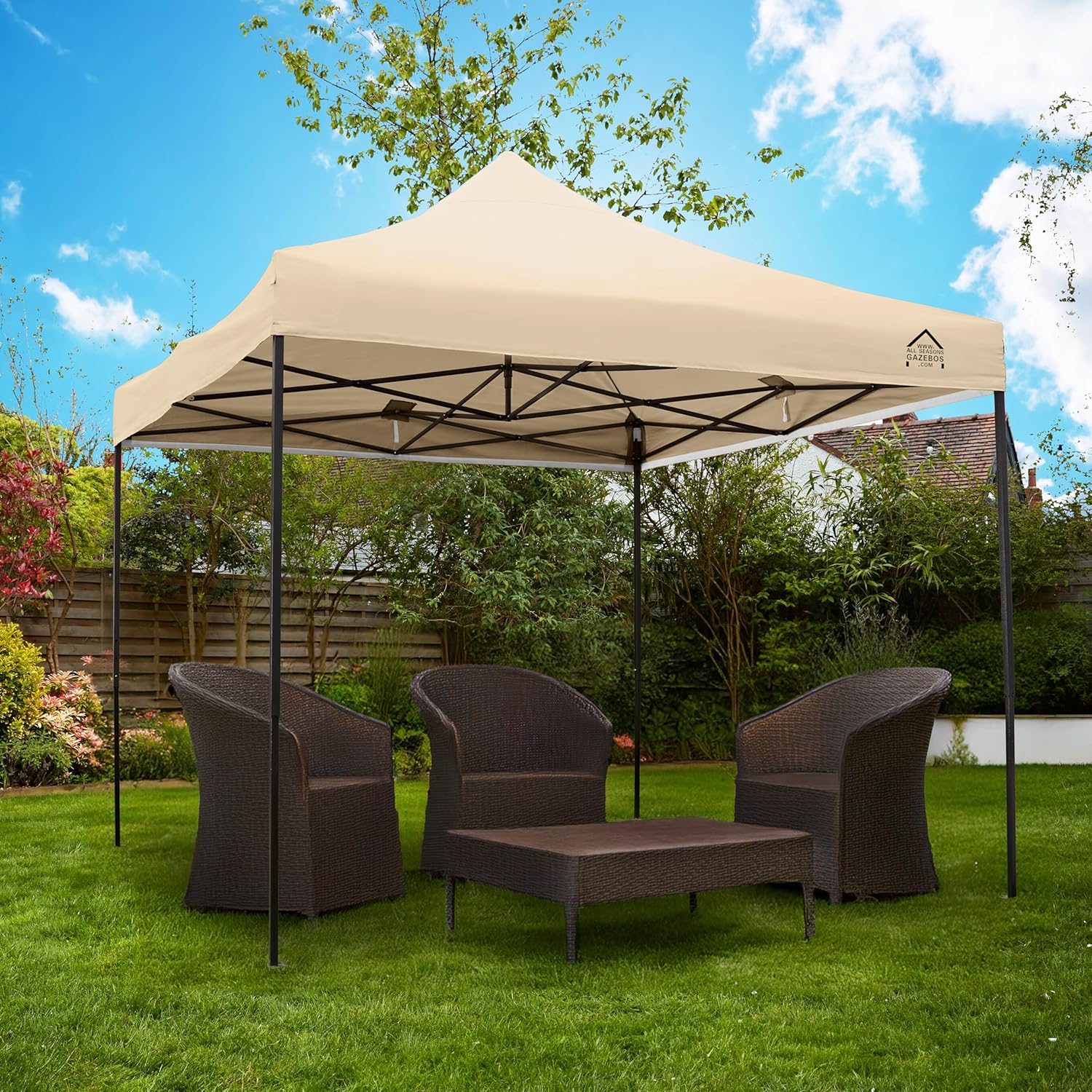 jardinito | Tonnelle Pliante 3x3m | Matériaux Robustes, Entièrement Étanches et de Haute Qualité (Beige)