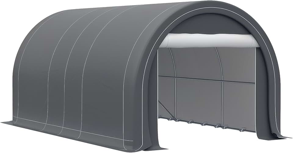 jardinito - Carport abri voiture 5x3x2,4m acier PE porte zippée