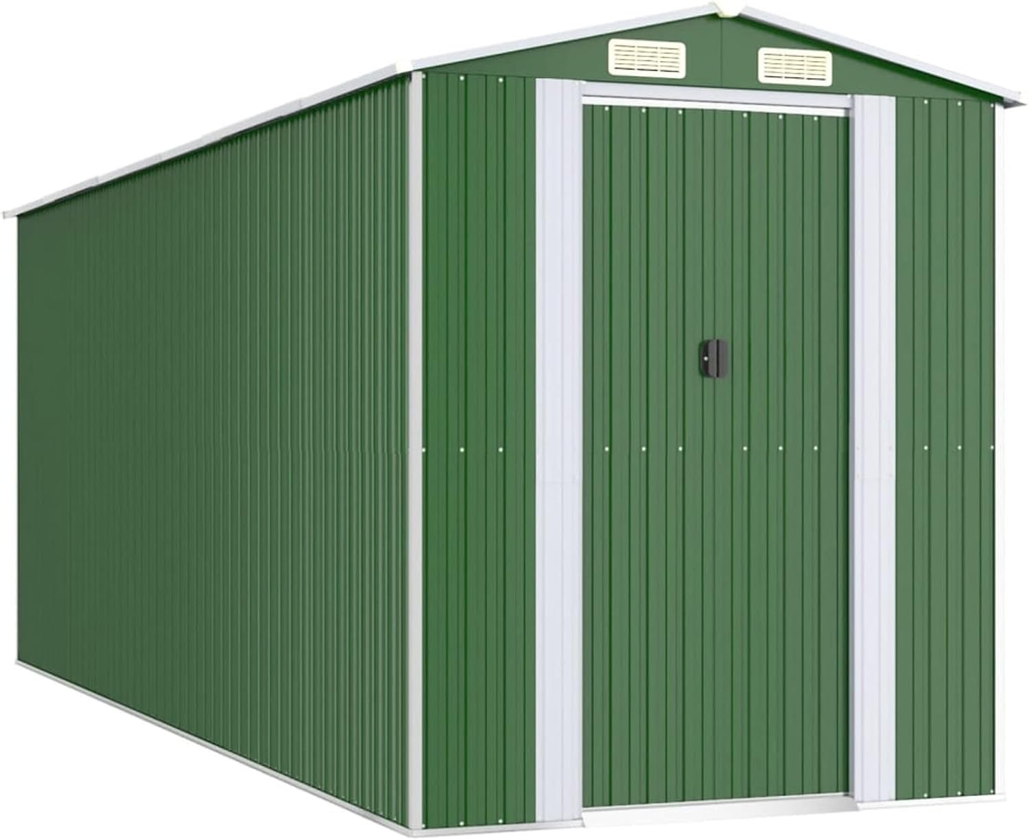 Abri de jardin extérieur en acier galvanisé vert 192 x 523 x 223 cm